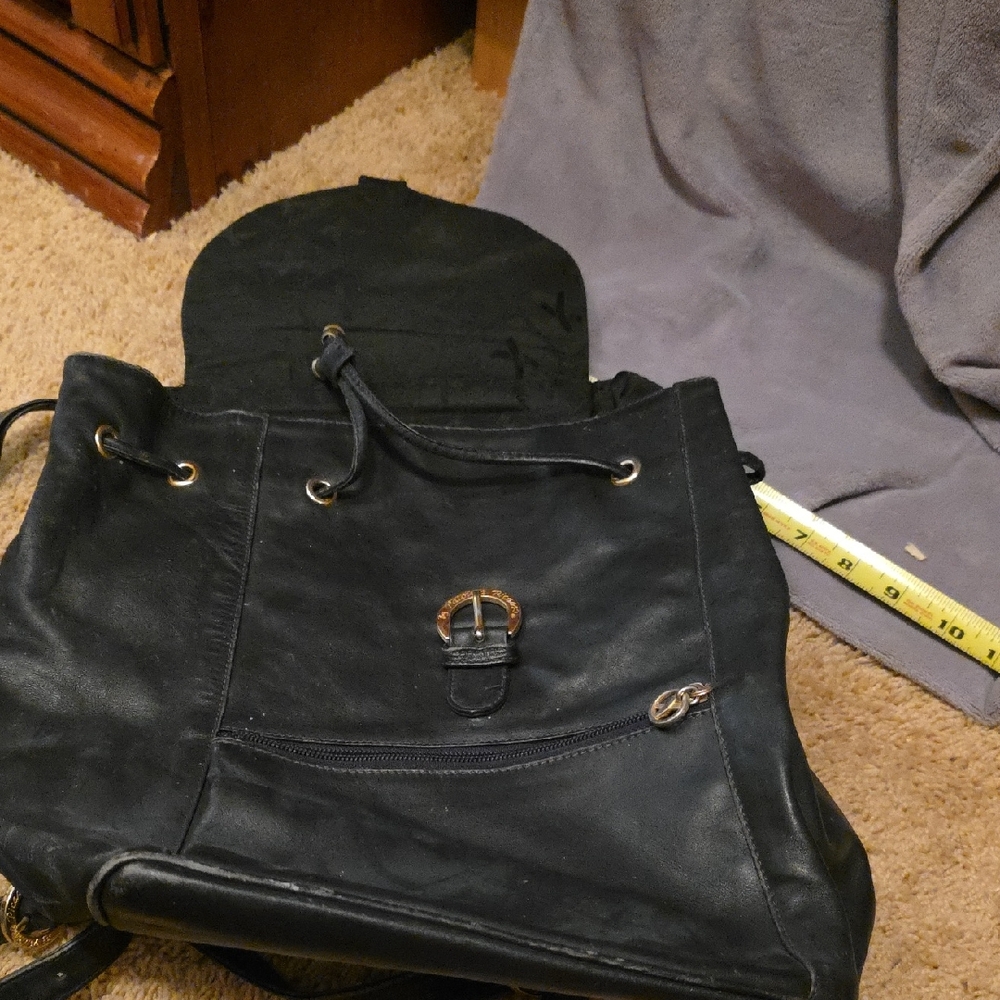 Paloma Picasso Black Leather Backpack